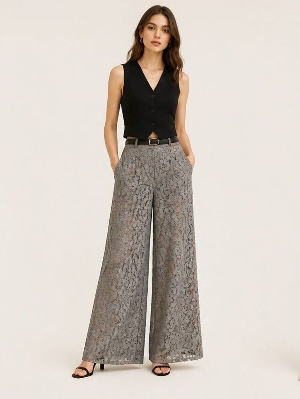 Anthropologie Feather Bone Wide Leg XS Lace Pants Wedding Guest Dressy Cocktail